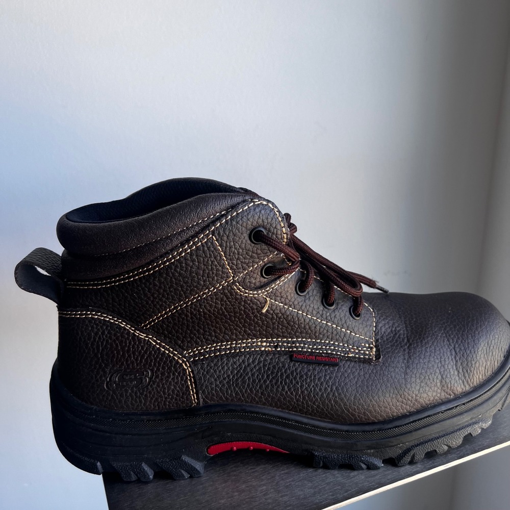 Skechers Work Boots Mens 13 Brown Steel Toe Puncture Resistant Leather EH 77143M